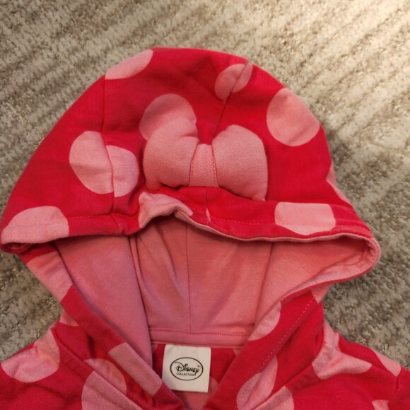 Disney Minnie Mouse 1/4 zip pullover hoodie jacket pink polk-a-dot size 7/8 - Picture 8 of 9
